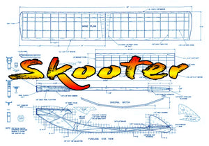 full size printed plan 1959  high-thrust free flight skooter wingspan 33”  engine ½ a