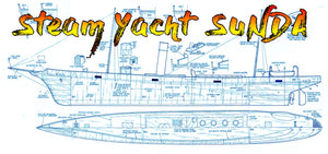 full size printed plan scale is around i / 72 steam yacht sunda power electric or sail  suitable for radio control