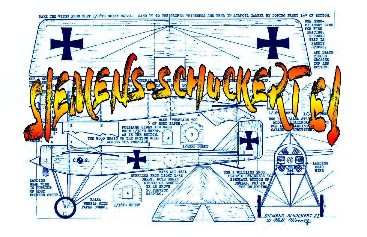 full size printed plans peanut scale "siemens-schuckert e1" peanut that really needs no building instructions,