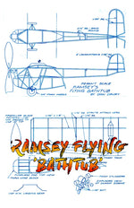 full size printed plans peanut scale "ramsey flying ‘bathtub' "  ideal rubber scale model due to the high thrust line