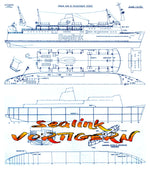 full size printed plan semi scale 1 to 150 train/car/passenger ferry "sealink vortigern" suitable for radio control