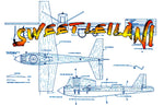 full size printed plan  1/2 a  1975 control line speed sweet leilani engine .049 wingspan 12
