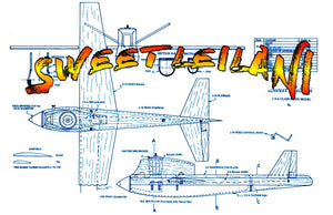 full size printed plan  1/2 a  1975 control line speed sweet leilani engine .049 wingspan 12