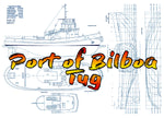 full size printed plans line drawings scale 1:32 port of bilboa tug for experience builder’s