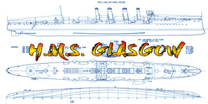 full sizefull size printed plans scale 1/96 bristol class light cruiser  h.m.s. glasgow
