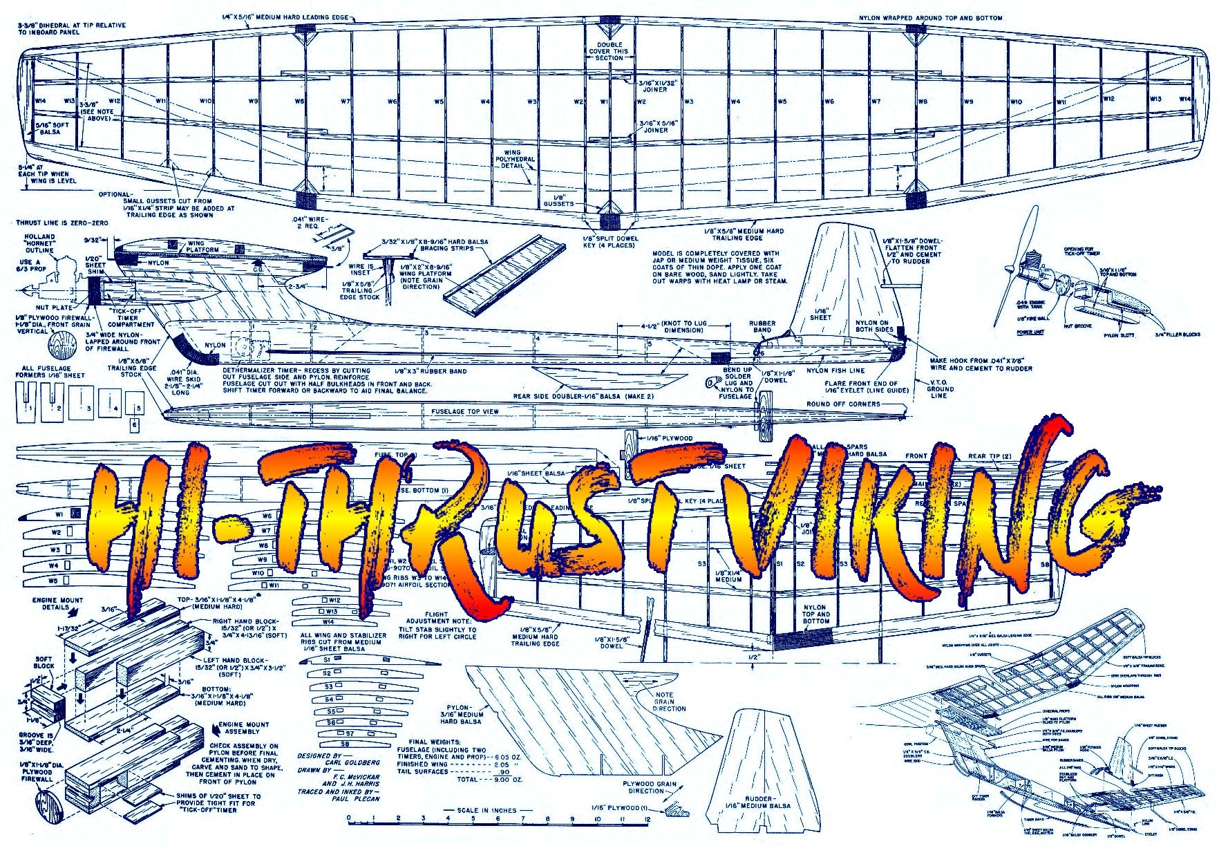 full size printed plan 1/2a ff viking by carl goldberg  easy to trim out