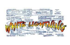 full size printed plan  1/2 a  vintage control line speed  white lightning wingspan 11"  engine .049