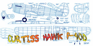full size printed plans curtiss hawk p-40d scale 1:18  wingspan 24 ½”   power rubbe