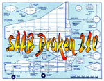 full size printed plan free flight scale plane saab draken 210  .049 ducted fan