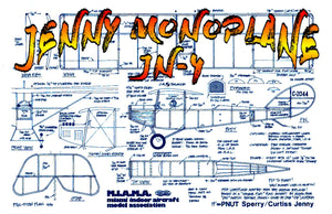 full size printed plans peanut scale sperry / curtiss  jenny monoplane monoplane from 1923
