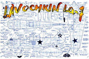 full size printed plans soviet fighter scale 1“= 1 control line  wingspan 32” lavochkin la-7