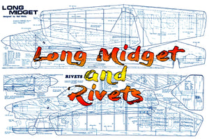 full size printed plan two profile racers for  'goodyear' class control line "long midget" & "rivets"