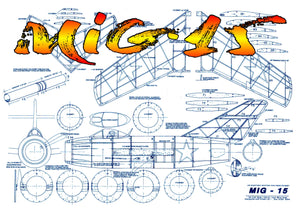 full size printed plan to build 1:16 semi scale mig 15 electric ducted fan freeflight