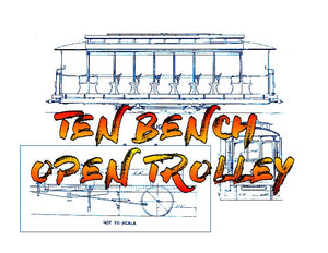 full size printed drawing g. brill co ten bench open trolley  from the 40s
