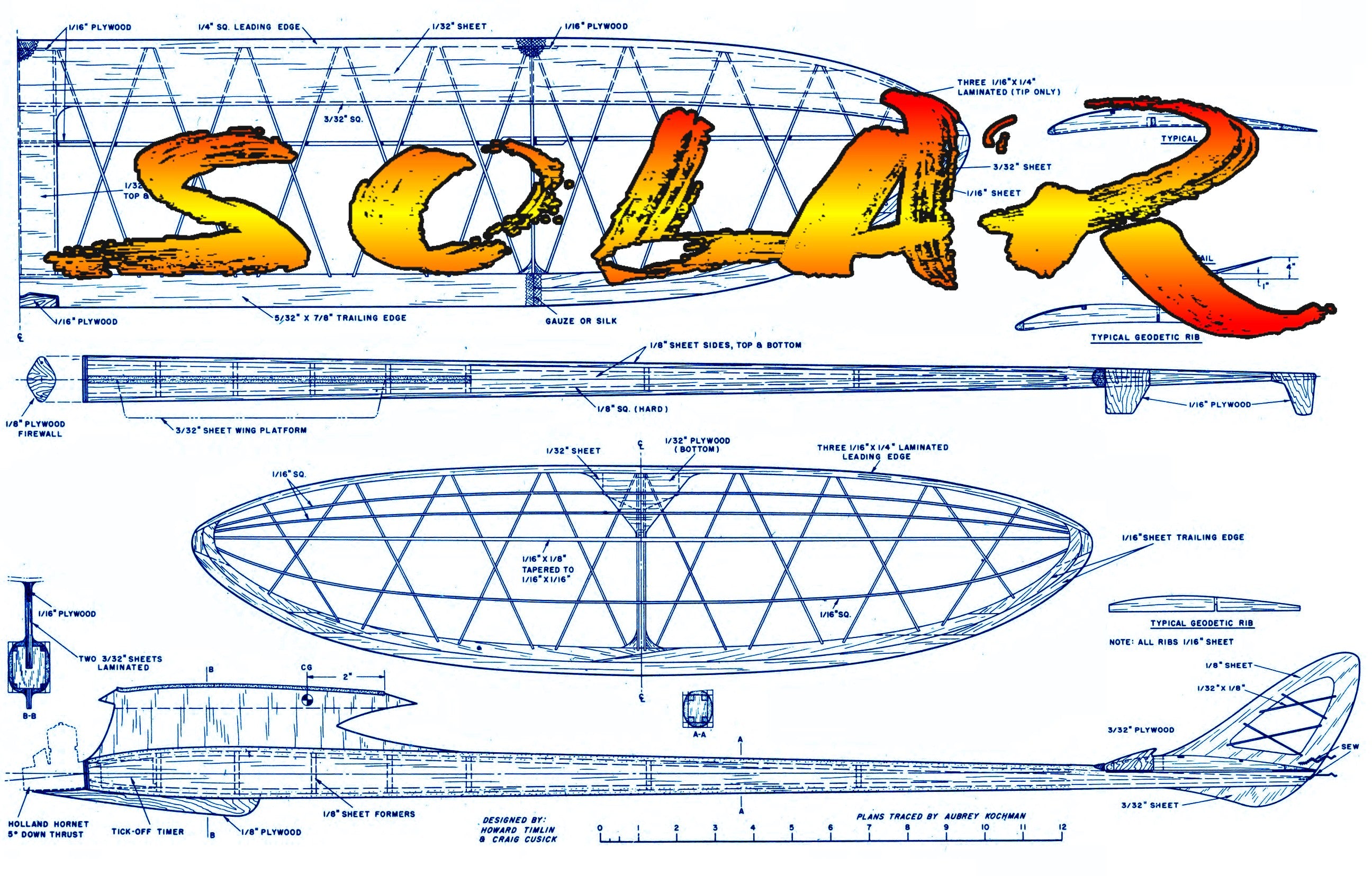 full size printed plan 1961 contest.proven free flight 'solar' free flight  wingspan 50”  engine .049
