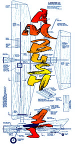 full size printed plans  control line stunt wingspan 38”  engine .15  ambush 15 by allen w. brickhaus