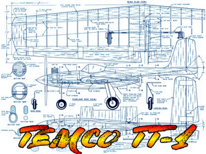 full size printed plans vintage 1959 nostalgic 30 stunt temco tt-1 fun of building a model from scratch