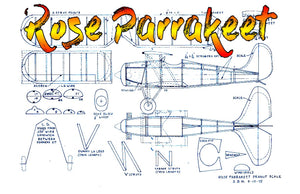 full size printed plans  peanut scale "rose parrakeet" one of the easier biplane to construct