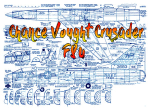 full size printed plan scale 1/16 chance vought crusader f8u  tigerjet or convert to ducted fan