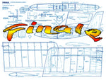 full size printed plan 38" w/s a soarer with all- moving wing for roll and pitch control for r/c