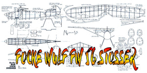full size printed peanut scale plans scale 3/8"-1 ft. focke wulf fw 56 stosser