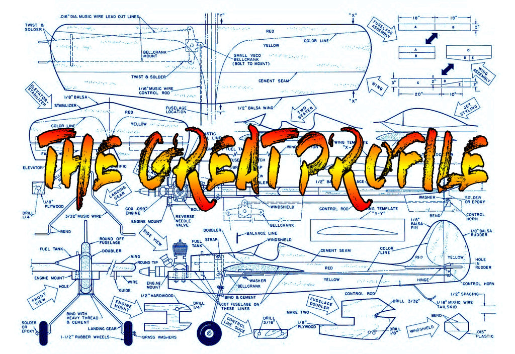 Full Size Printed Plan Rugged Control Line Trainer THE GREAT PROFILE i ...