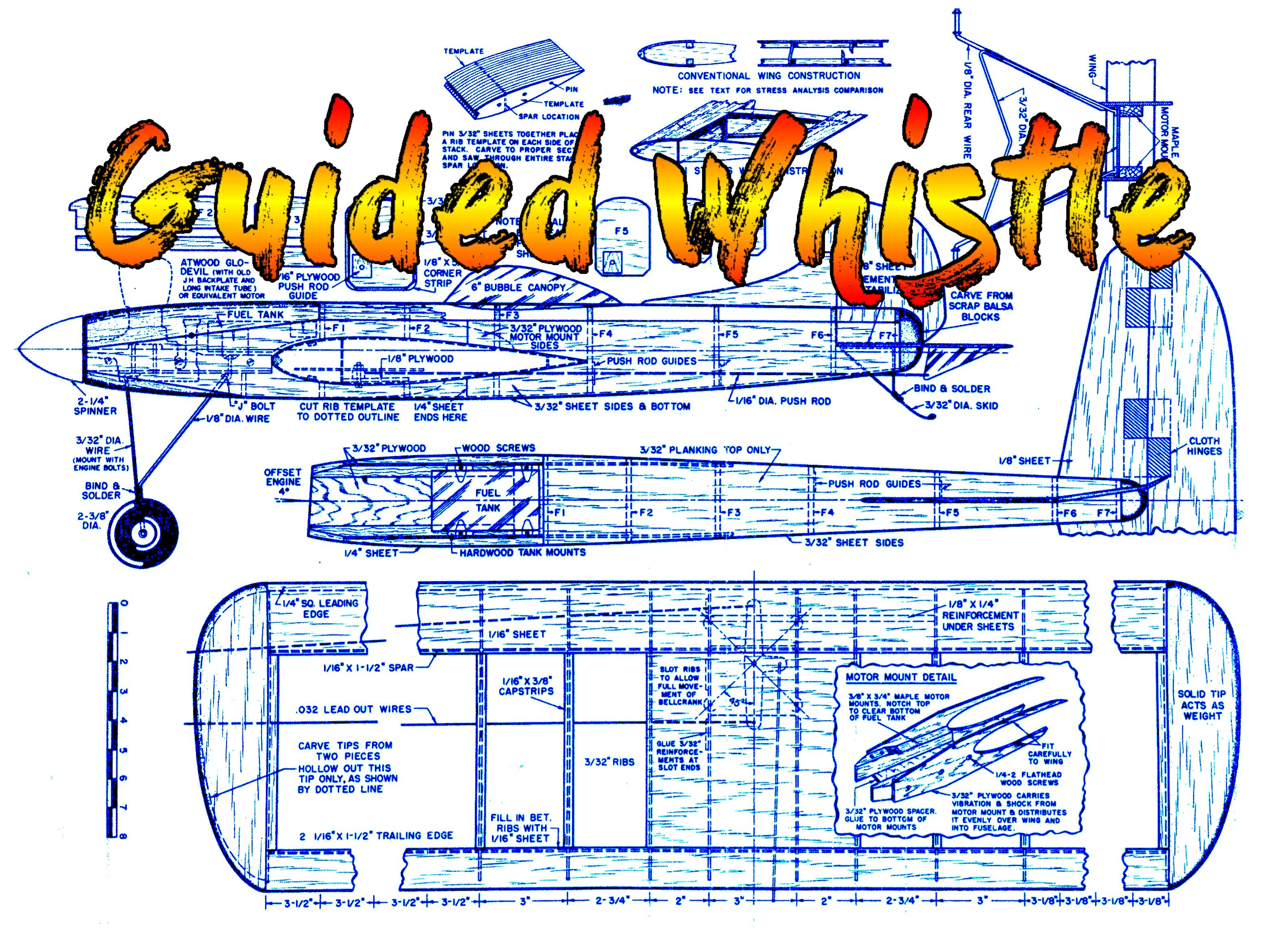 full size printed plan vintage 1950 control line stunter skin stress construction