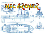 full size printed plans 1:50 scale archer steam tug suitable r/c steam or electric