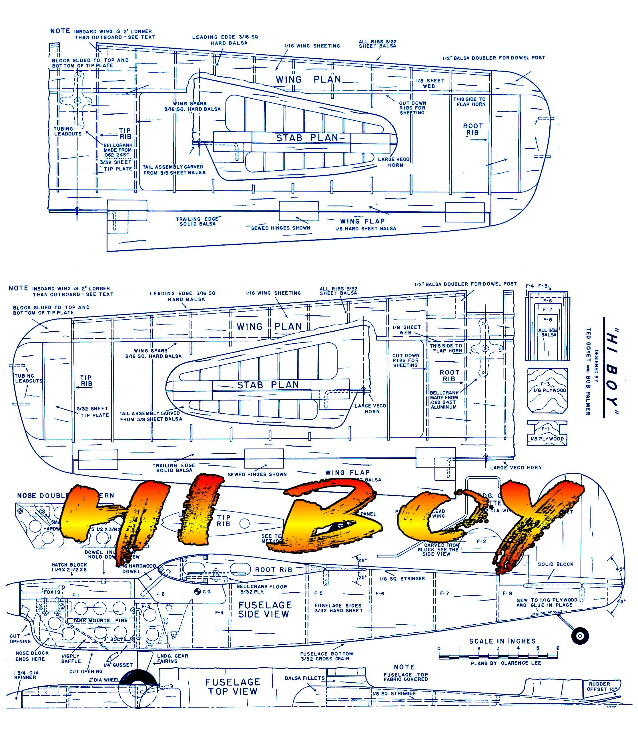 full size printed plan vintage 1954 control line stunter hi boy! accomplishing the stunts with ease