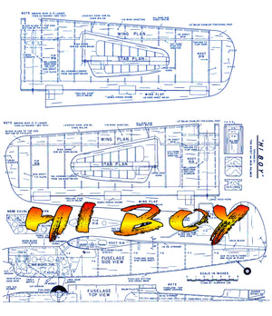 full size printed plan vintage 1954 control line stunter hi boy! accomplishing the stunts with ease