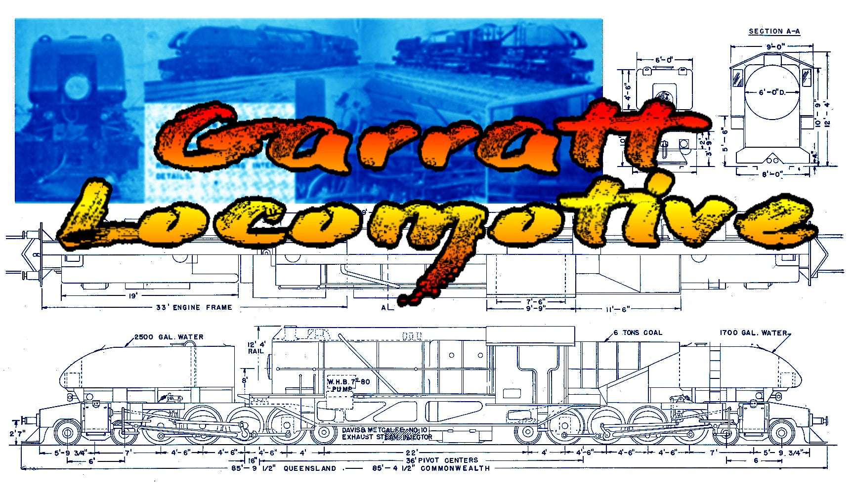 scale printed drawings vintage 1947 o & ho gauge garratt locomotive