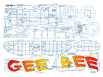 full size printed plan gee bee scale 1/12  wingspan 21”  power rubber
