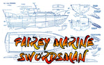 full size printed plan build 1:12 scale cabin cruiser "fairey marine swordsman" for radio control
