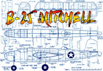full size printed plans vintage 1963 semi-scale twin engine stunter b-25 mitchell