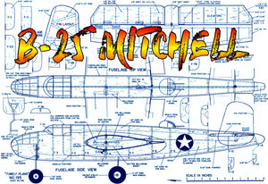 full size printed plans vintage 1963 semi-scale twin engine stunter b-25 mitchell