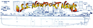 full size printed plan  scale 10" = 112 heavy cruiser "u.s.s. newport news" des moines class
