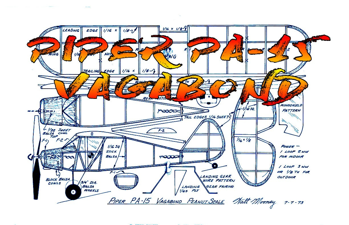 full size printed plans peanut scale "piper pa-15 vagabond"