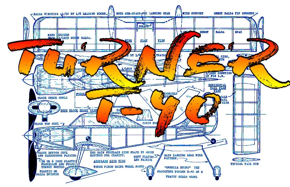 full size printed plans peanut scale "turner t-40" makes up into a very nice mode