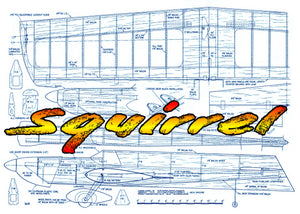 full size printed plan vintage 1976 .35-.46 control line stunter squirrel how to build something different,
