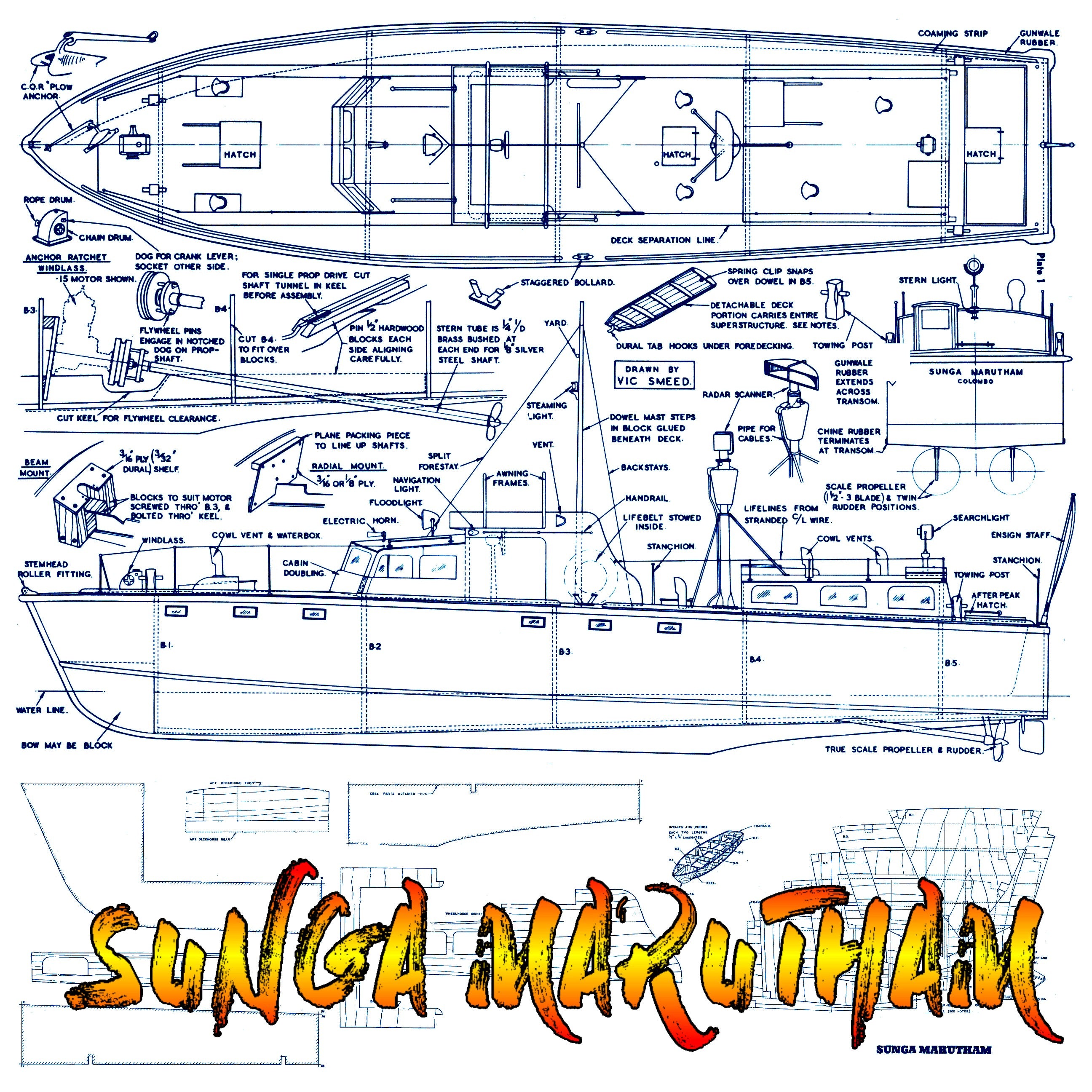 full size printed plan scale sunga marutham patrol boat customs and excise ship