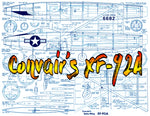 full size printed plans vintage 1950 scale 1"= 1’ xf-92a convairs delta wing engine dyna-jet  or  ducted fan