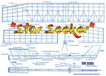 full size printed plan 1974 free flight class a-b  wingspan  60 “ engine .19 - .23 "star seeker" machine for winning