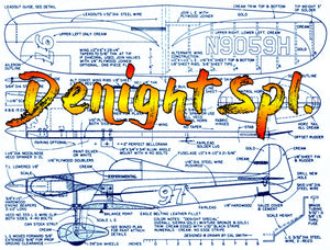 full size printed plan vintage 1961 control line 1:8 scale profile goodyear racer "denight spl."