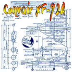 full size printed plan semi-scale 1:20 convair xf‑92a jetex  150, 200 & 350 or convert to ducted fan