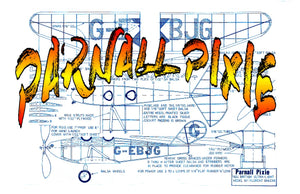 full size printed plans peanut scale "parnall pixie" build this two-seat low winger
