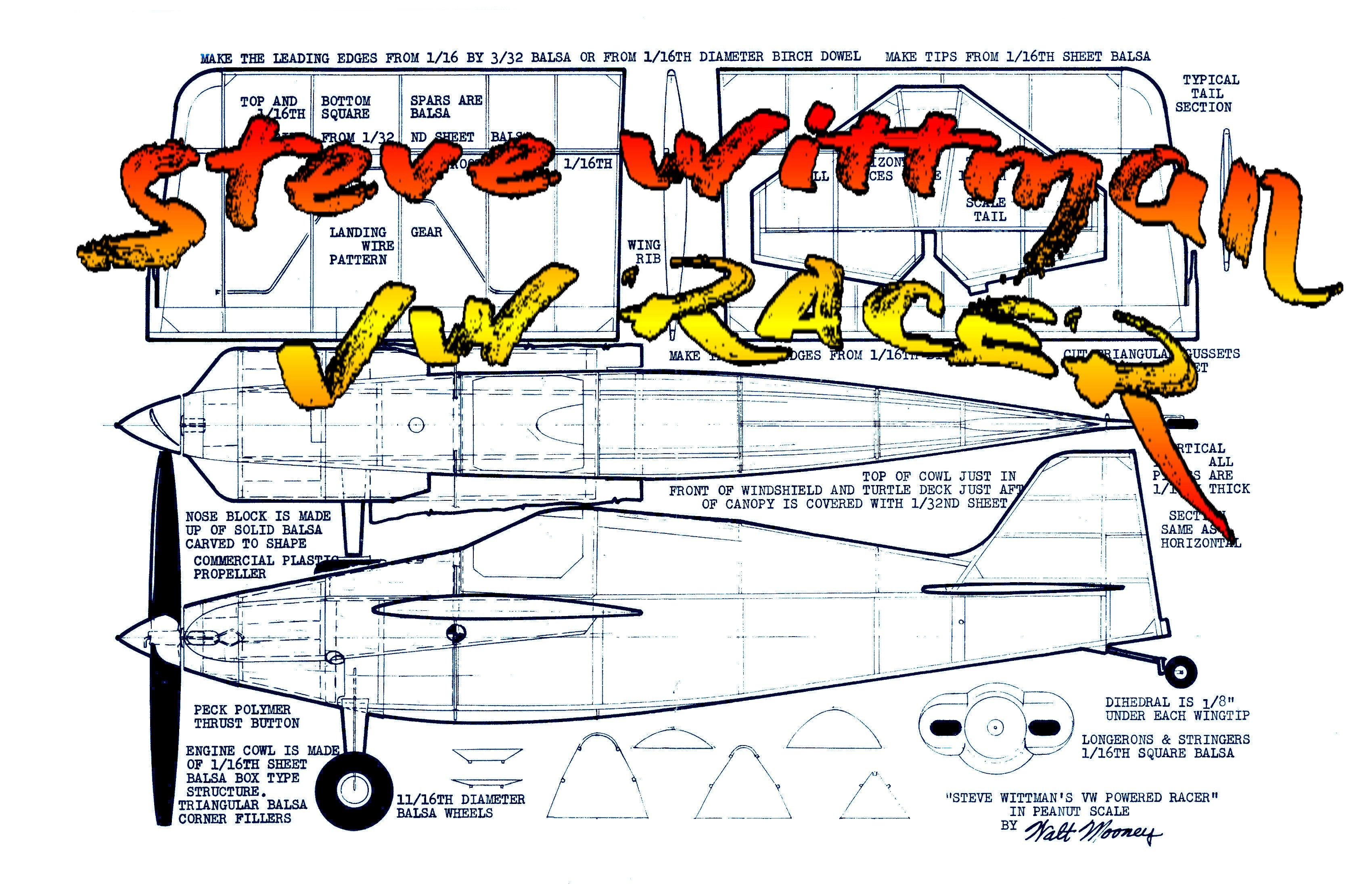 full size printed plans peanut scale "steve wittman  vw racer"  his designs are famous for being light, simple and fast