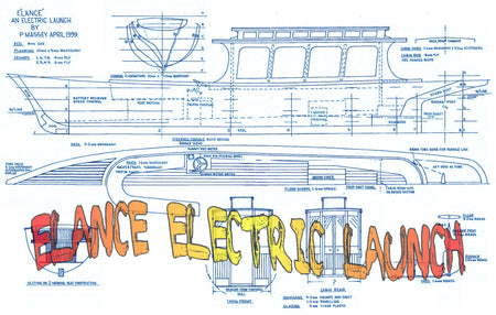 full size printed plan scale 1:12  l 32” elance electric launch suitable for radio control