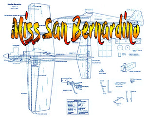 full size printed plan goodyear profile racer scale 1:8 control line "miss san bernardino"