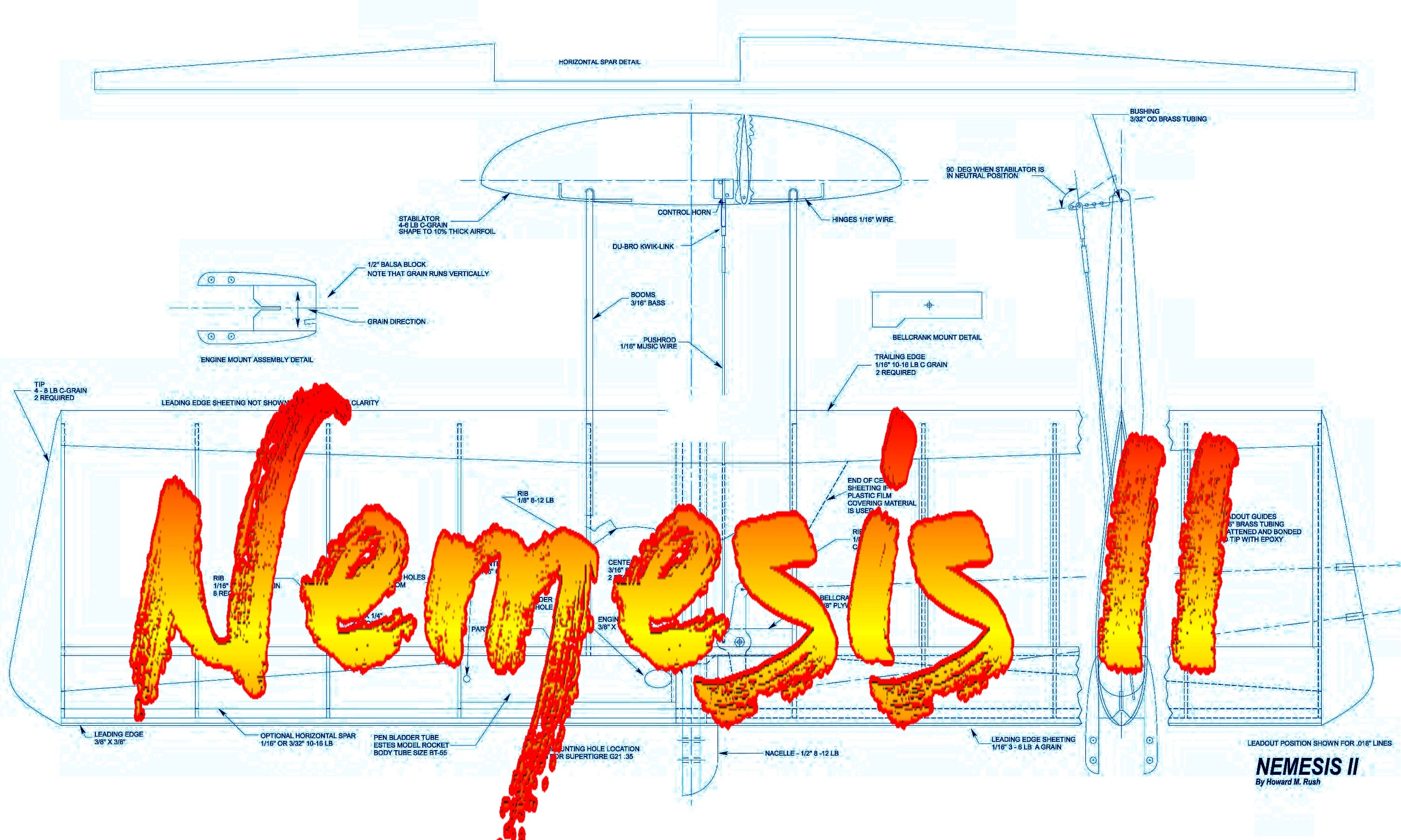 full size printed plan & building notes combat *nemesis ii* w/s 39”  engine supertigre .35