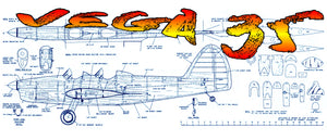 full size printed plan  vintage 1962 control line stunter “vega 35”  open-cockpit semi-scale